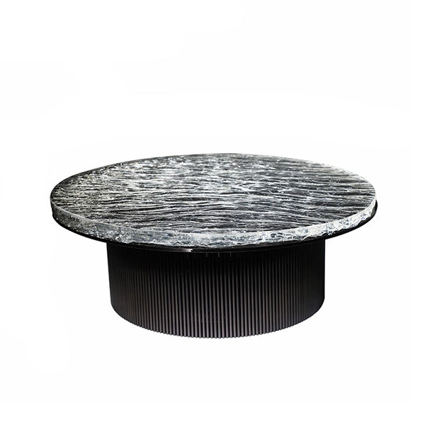 Clear Glam Metal Single Round Pedestal Coffee Cocktail Table