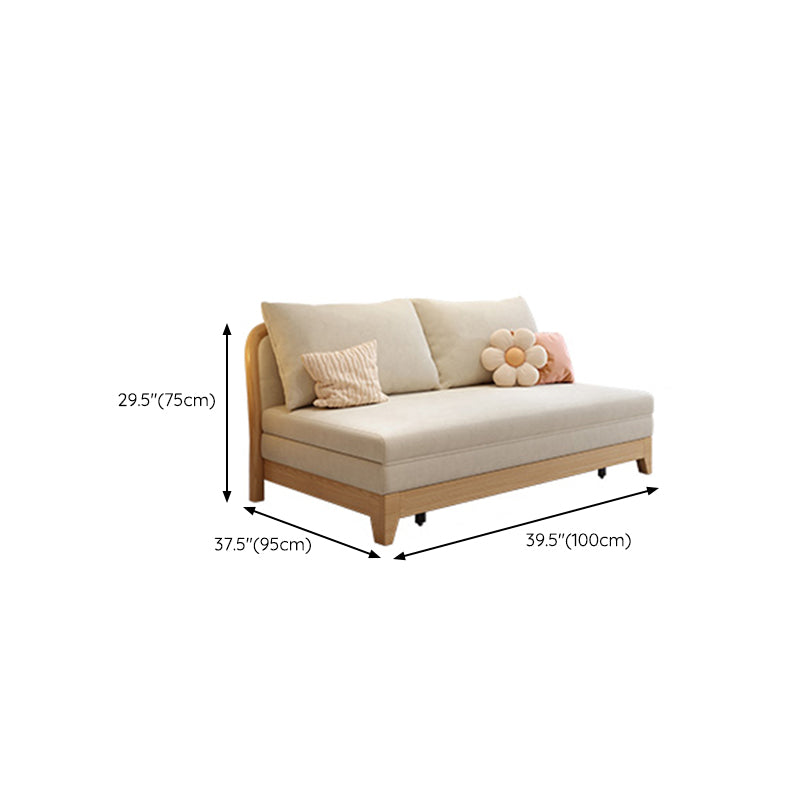 37.4" Wide Futon Sofa Bed with Upholstered Foldable Wood Contemporary Beige