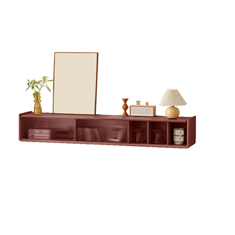 Glam Wall Mount TV Stand Console with Solid Wood Shelf for Living Room