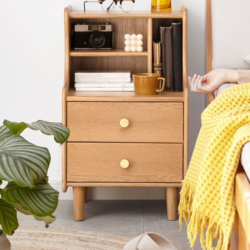 Modern Style Wooden Bedside Cabinet Open Storage for Bedroom