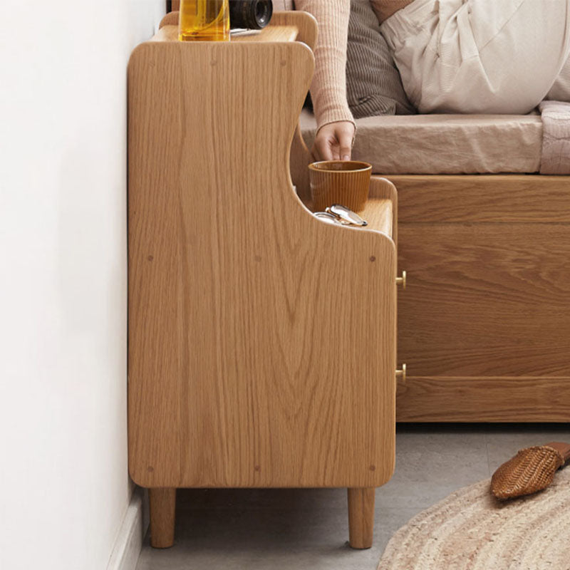 Modern Style Wooden Bedside Cabinet Open Storage for Bedroom