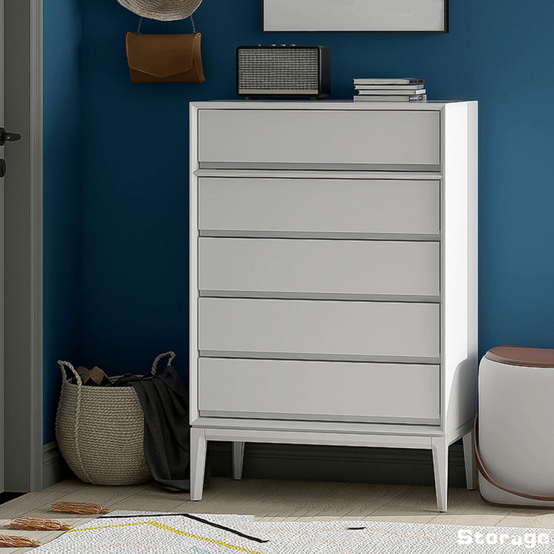 Modern Vertical Wood Storage Chest with Soft-Close Drawers for Home