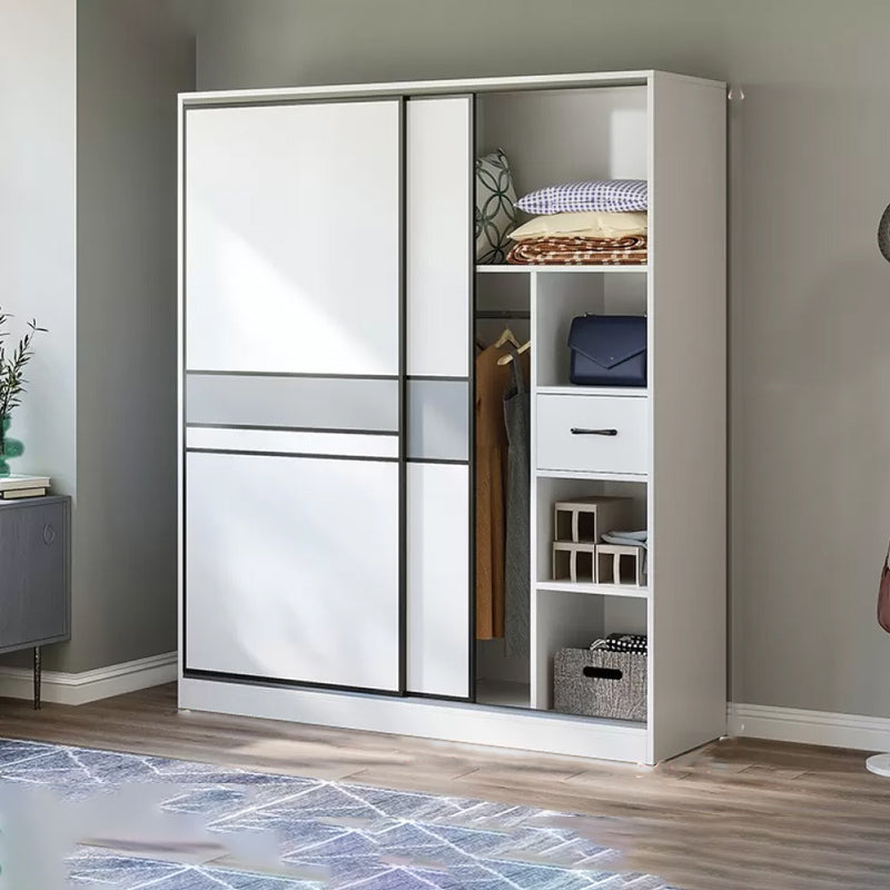 Sliding Wardrobe Armoire with Shelves Engineered Wood Wardrobe Cabinet