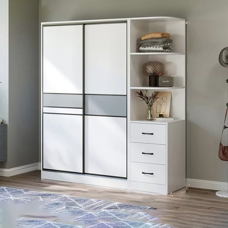 Sliding Wardrobe Armoire with Shelves Engineered Wood Wardrobe Cabinet
