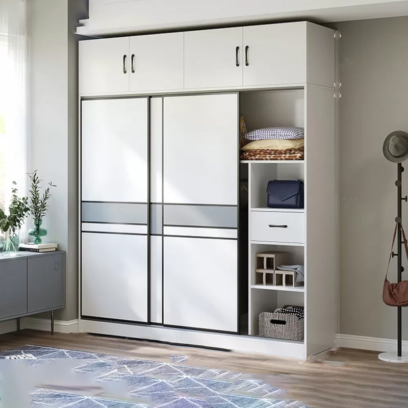 Sliding Wardrobe Armoire with Shelves Engineered Wood Wardrobe Cabinet
