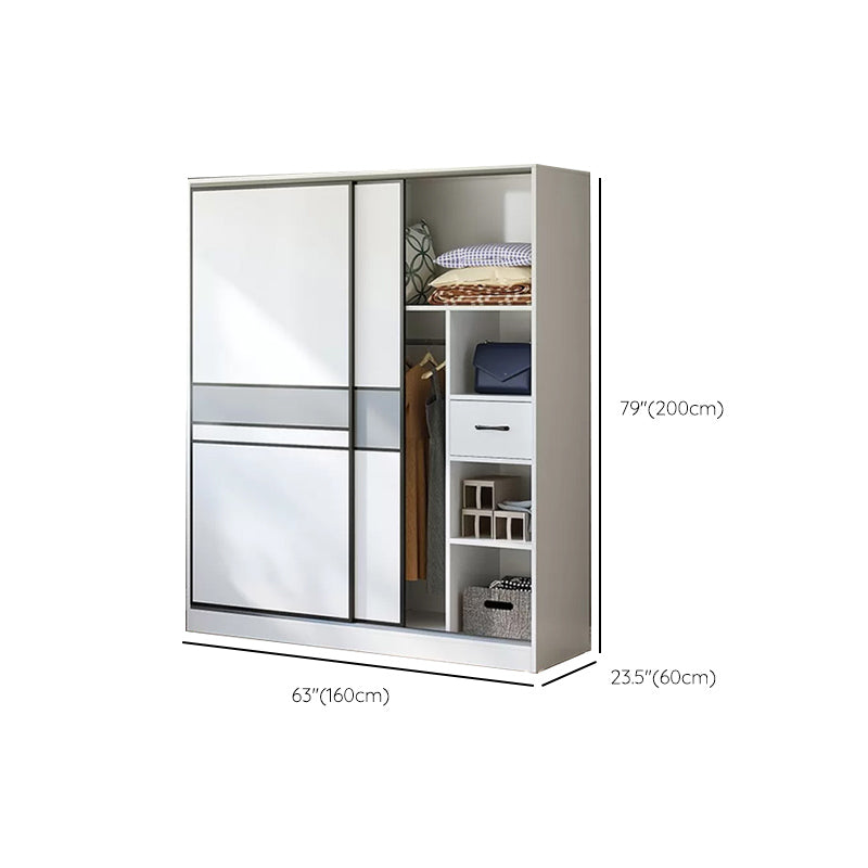 Sliding Wardrobe Armoire with Shelves Engineered Wood Wardrobe Cabinet