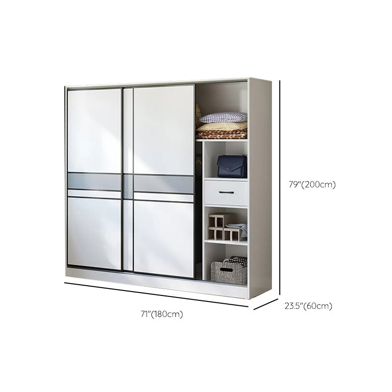 Sliding Wardrobe Armoire with Shelves Engineered Wood Wardrobe Cabinet