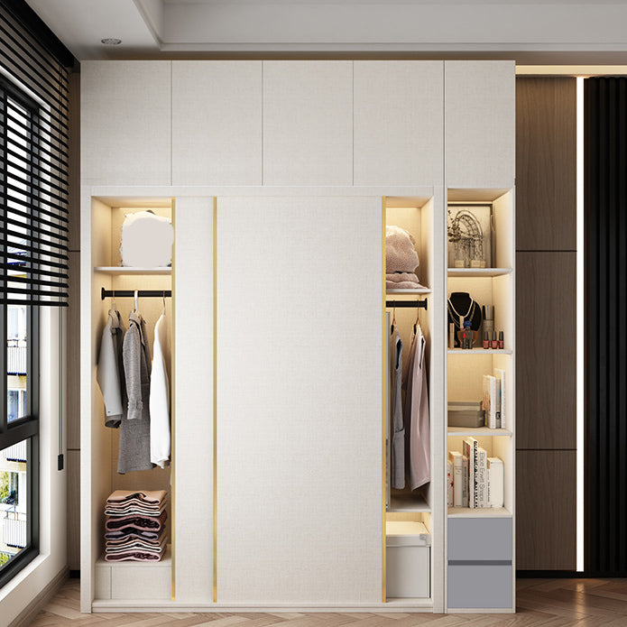 Engineered Wood Wardrobe Cabinet Modern Style Wardrobe Closet with Mirror