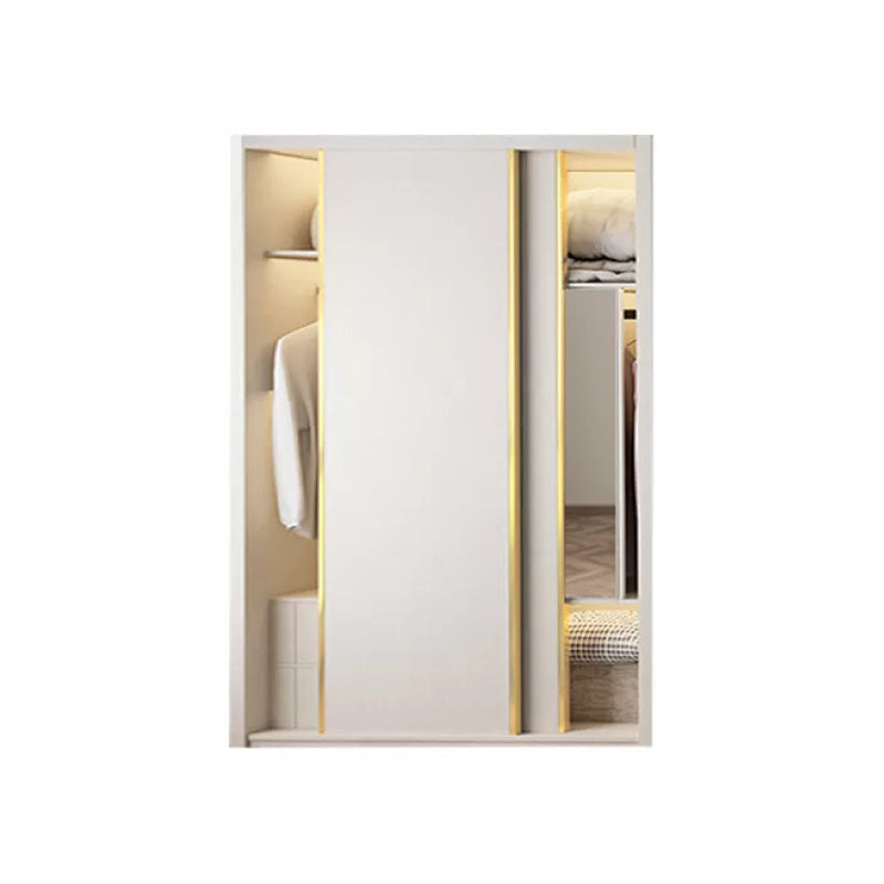 Engineered Wood Wardrobe Cabinet Modern Style Wardrobe Closet with Mirror