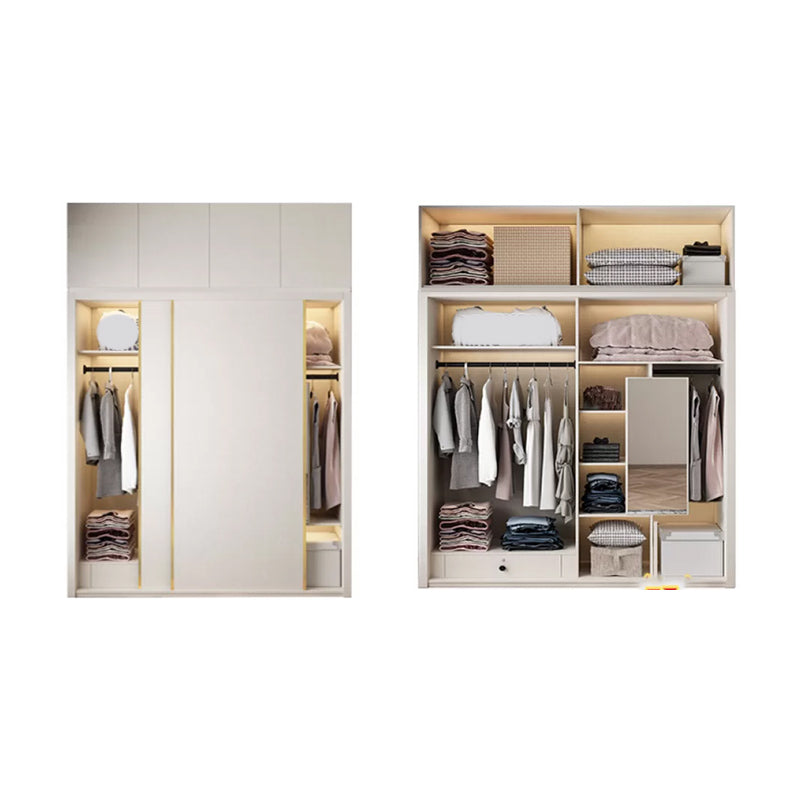 Engineered Wood Wardrobe Cabinet Modern Style Wardrobe Closet with Mirror
