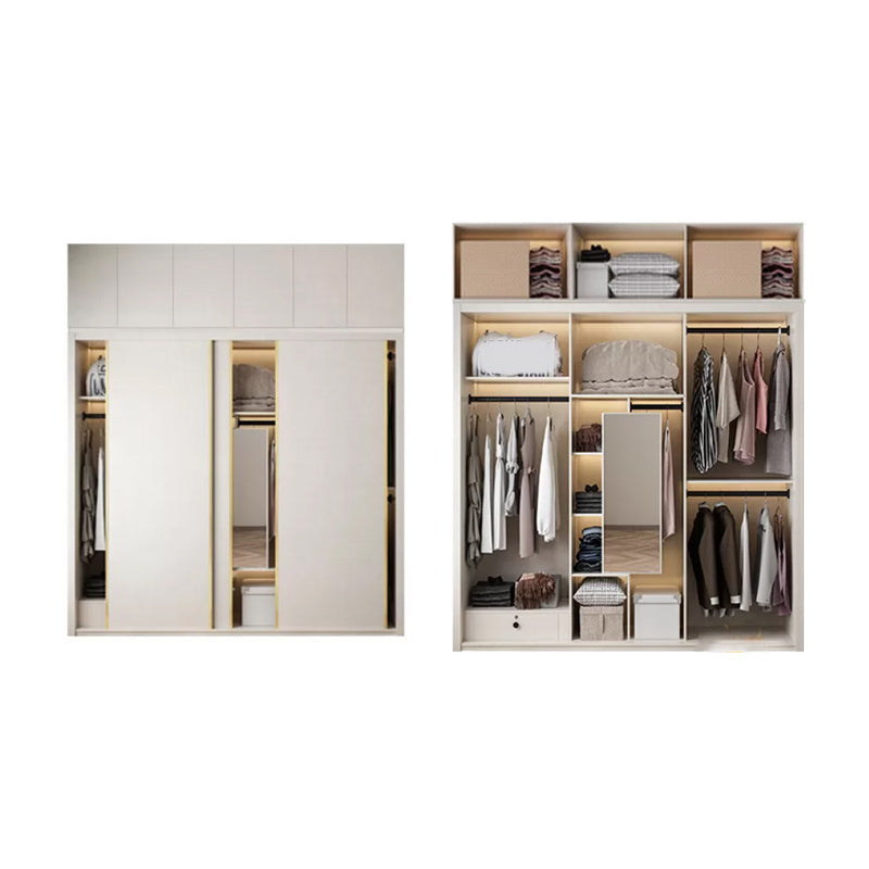 Engineered Wood Wardrobe Cabinet Modern Style Wardrobe Closet with Mirror