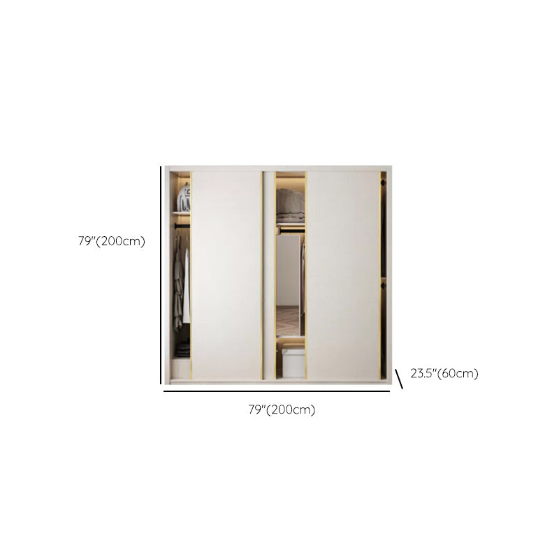 Engineered Wood Wardrobe Cabinet Modern Style Wardrobe Closet with Mirror