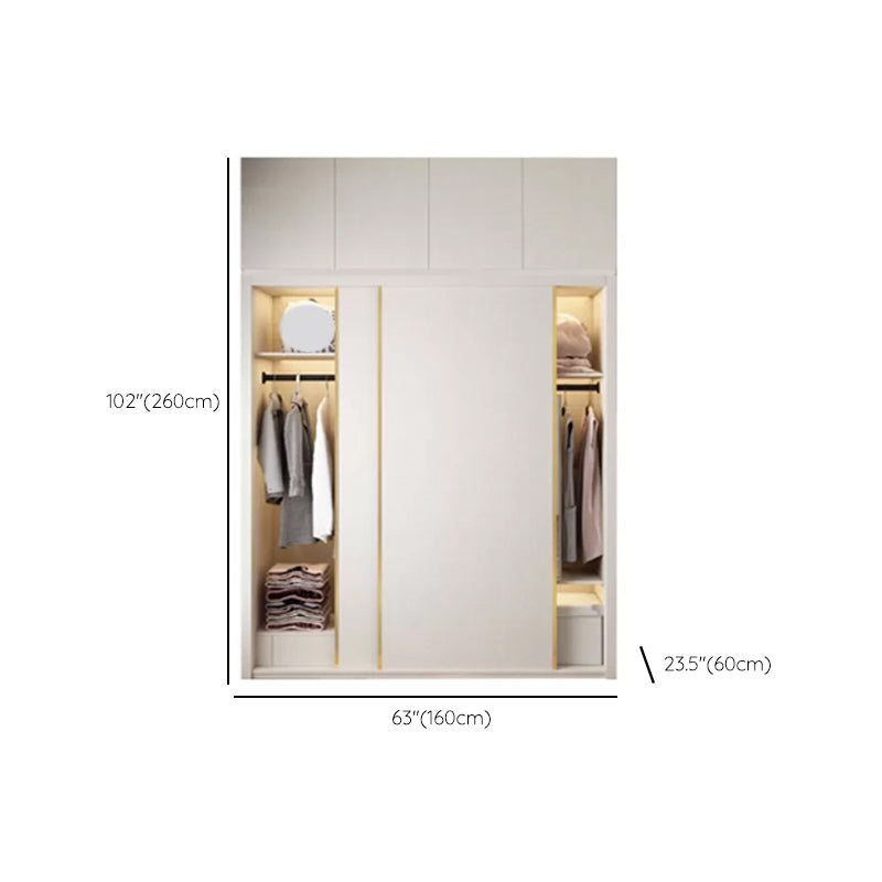 Engineered Wood Wardrobe Cabinet Modern Style Wardrobe Closet with Mirror