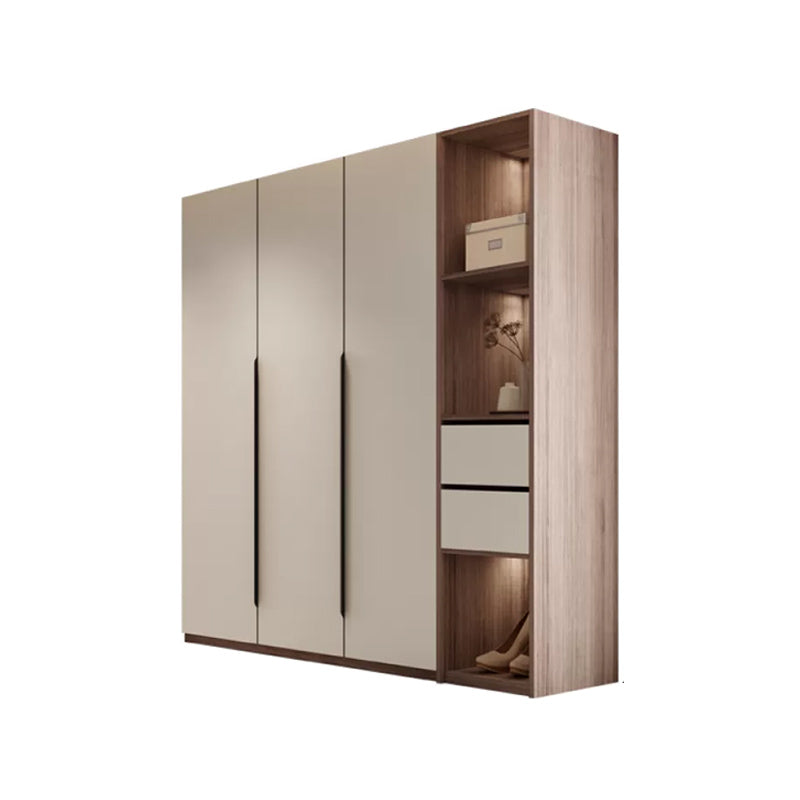 Hinged Storage Cabinet Modern Wardrobe Armoire with Garment Rod