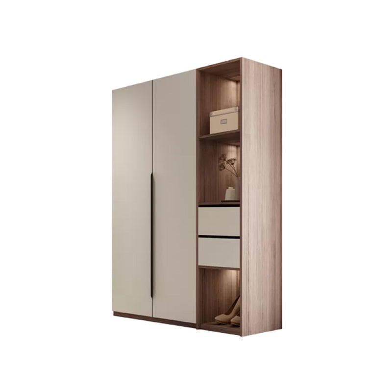 Hinged Storage Cabinet Modern Wardrobe Armoire with Garment Rod