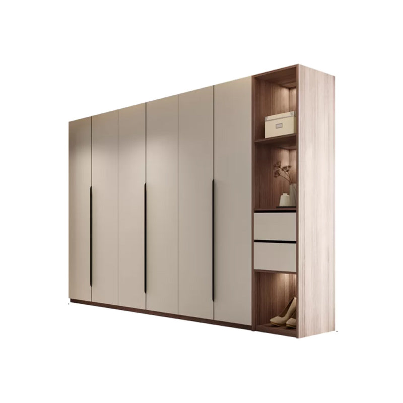 Hinged Storage Cabinet Modern Wardrobe Armoire with Garment Rod