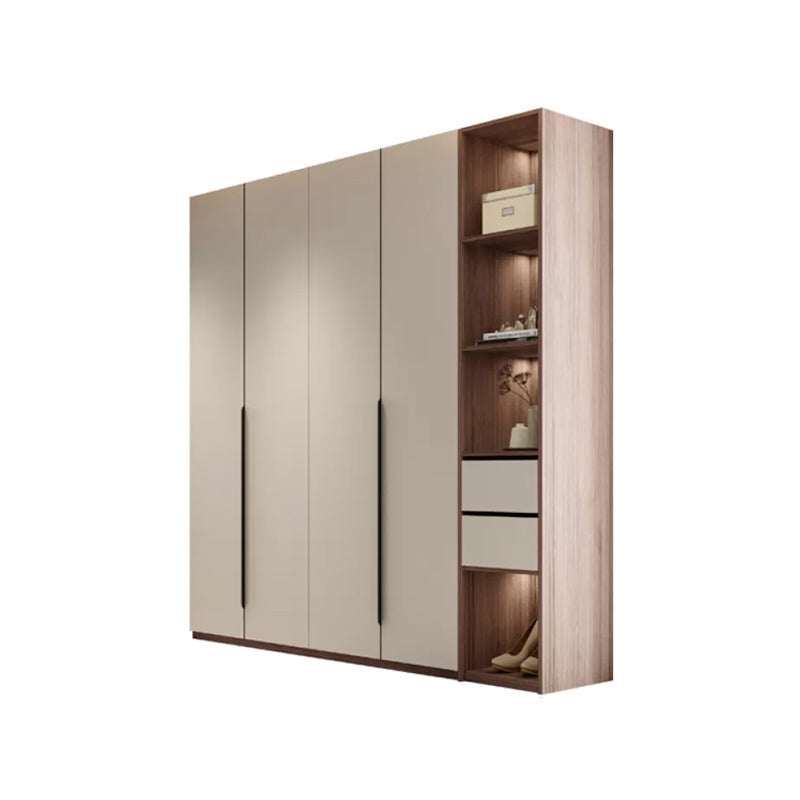 Hinged Storage Cabinet Modern Wardrobe Armoire with Garment Rod