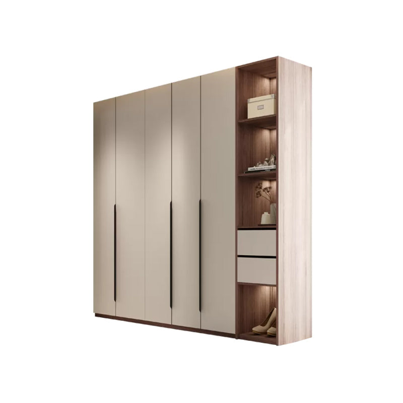 Hinged Storage Cabinet Modern Wardrobe Armoire with Garment Rod