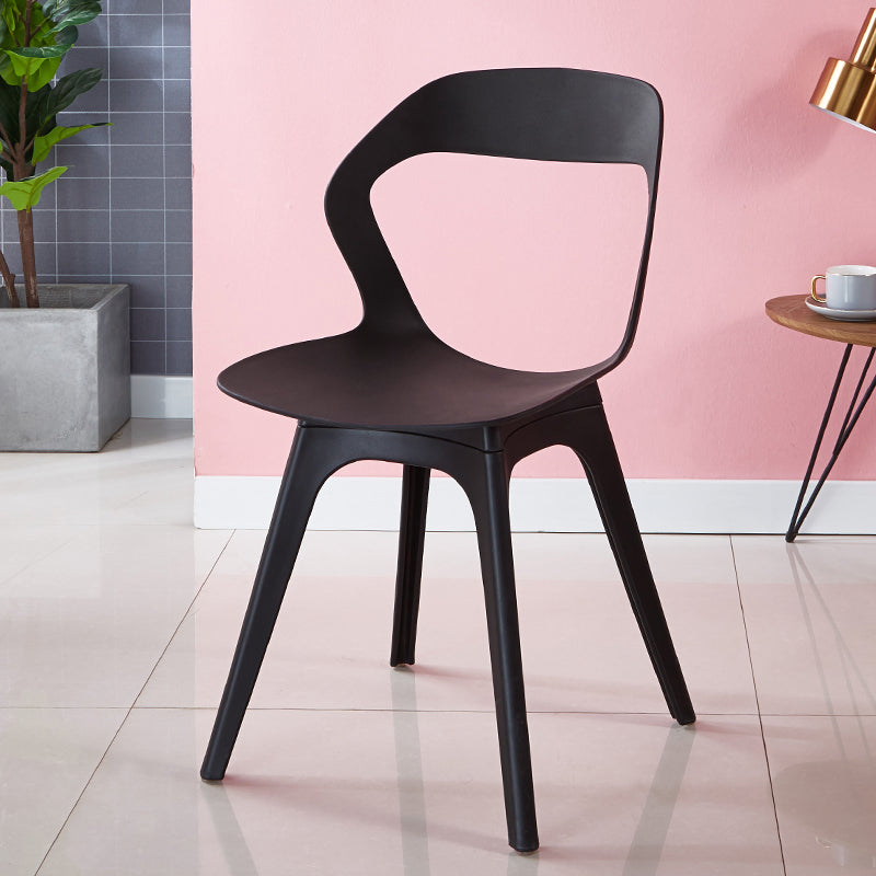 Contemporary Style Open Back Plastic 4 Legs Dining Side Chair for Home Use