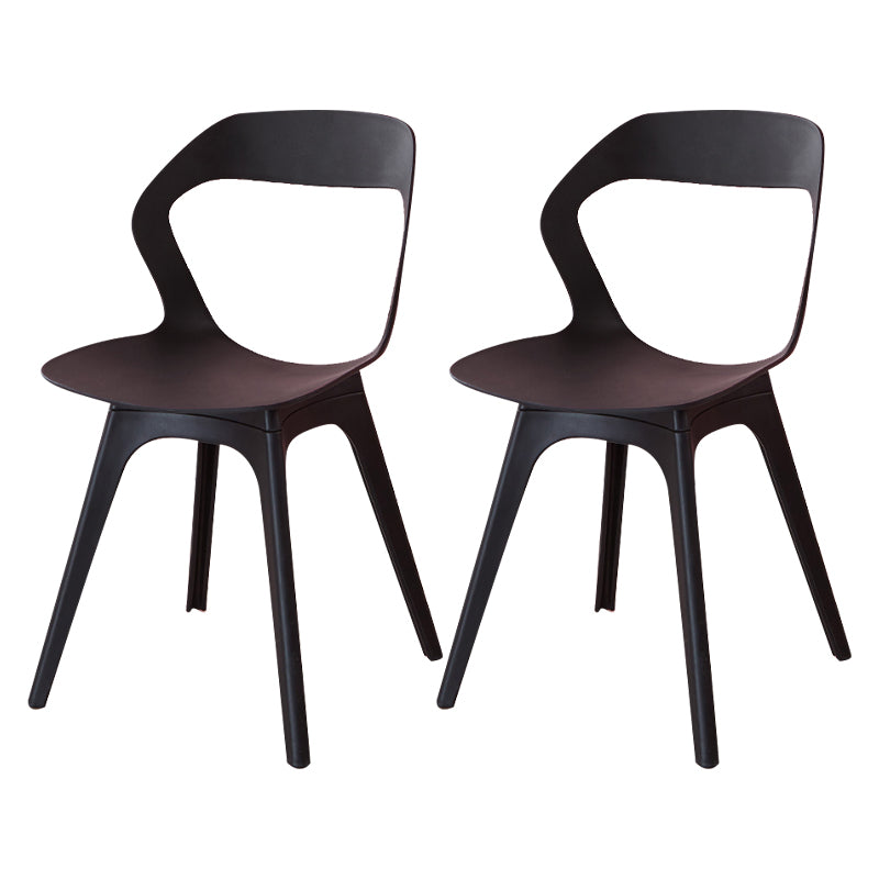 Contemporary Style Open Back Plastic 4 Legs Dining Side Chair for Home Use