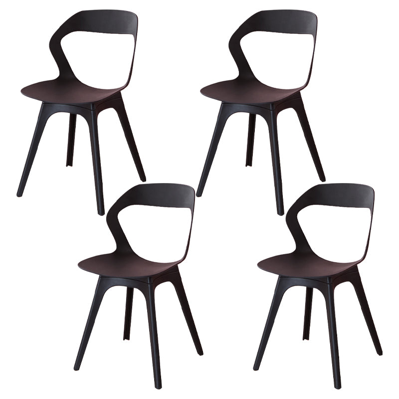 Contemporary Style Open Back Plastic 4 Legs Dining Side Chair for Home Use