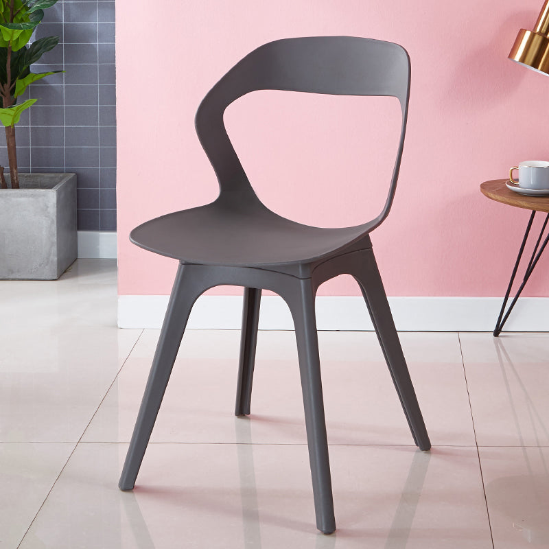 Contemporary Style Open Back Plastic 4 Legs Dining Side Chair for Home Use