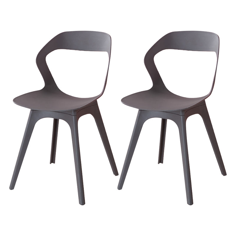 Contemporary Style Open Back Plastic 4 Legs Dining Side Chair for Home Use