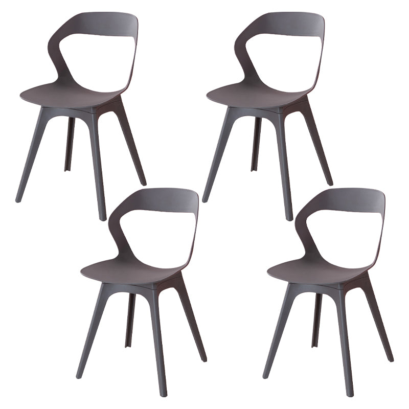 Contemporary Style Open Back Plastic 4 Legs Dining Side Chair for Home Use