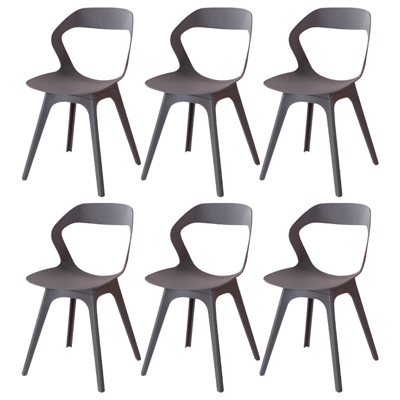 Contemporary Style Open Back Plastic 4 Legs Dining Side Chair for Home Use