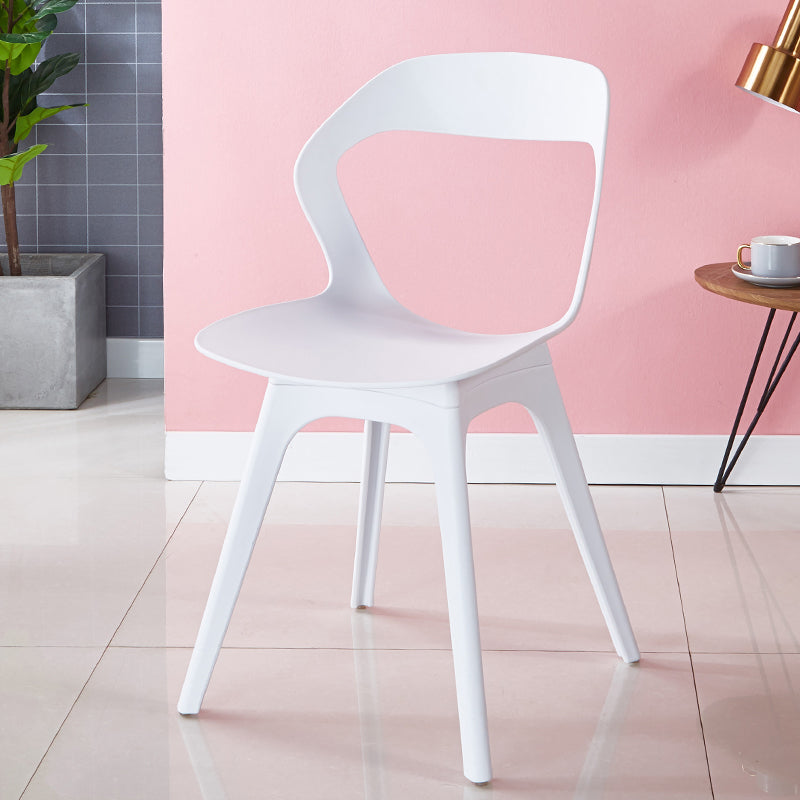 Contemporary Style Open Back Plastic 4 Legs Dining Side Chair for Home Use