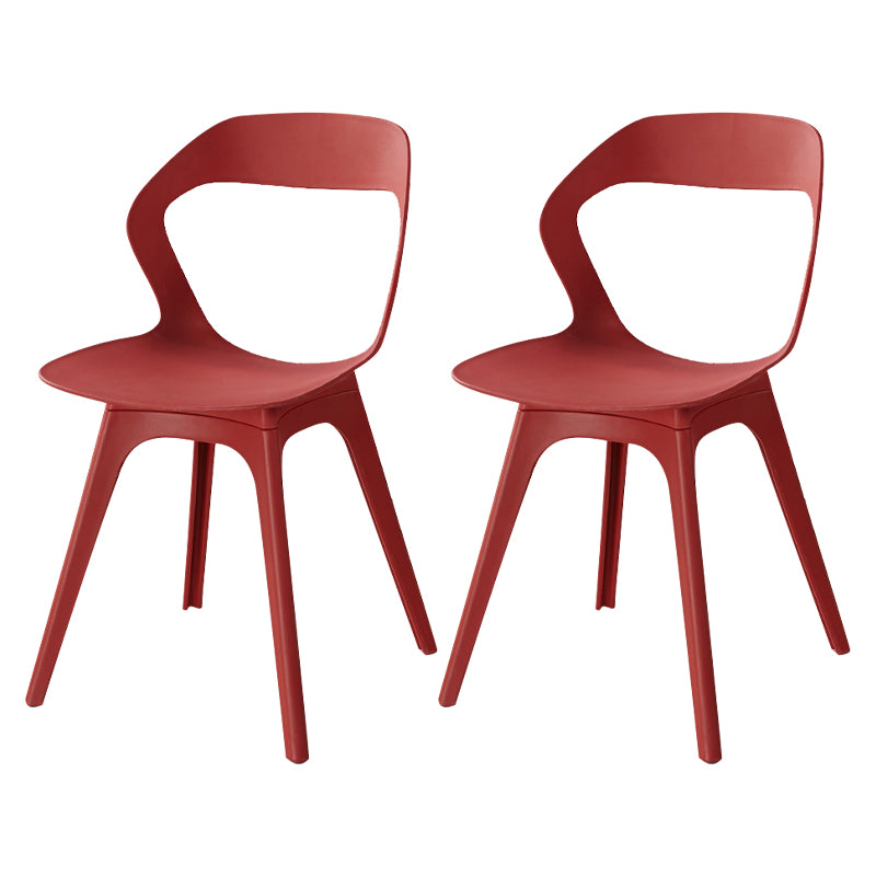 Contemporary Style Open Back Plastic 4 Legs Dining Side Chair for Home Use