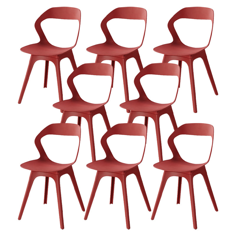 Contemporary Style Open Back Plastic 4 Legs Dining Side Chair for Home Use