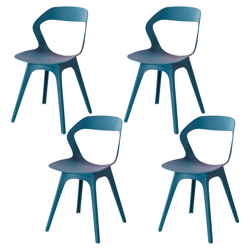 Contemporary Style Open Back Plastic 4 Legs Dining Side Chair for Home Use