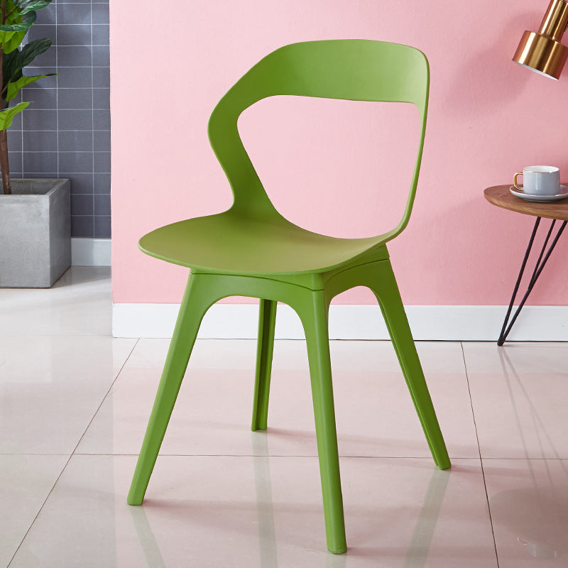 Contemporary Style Open Back Plastic 4 Legs Dining Side Chair for Home Use