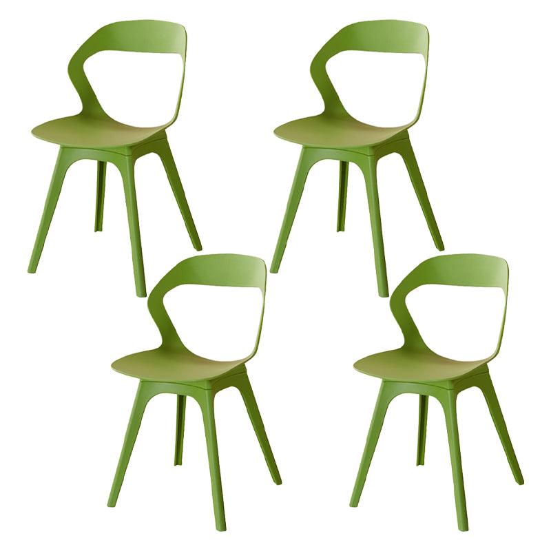 Contemporary Style Open Back Plastic 4 Legs Dining Side Chair for Home Use