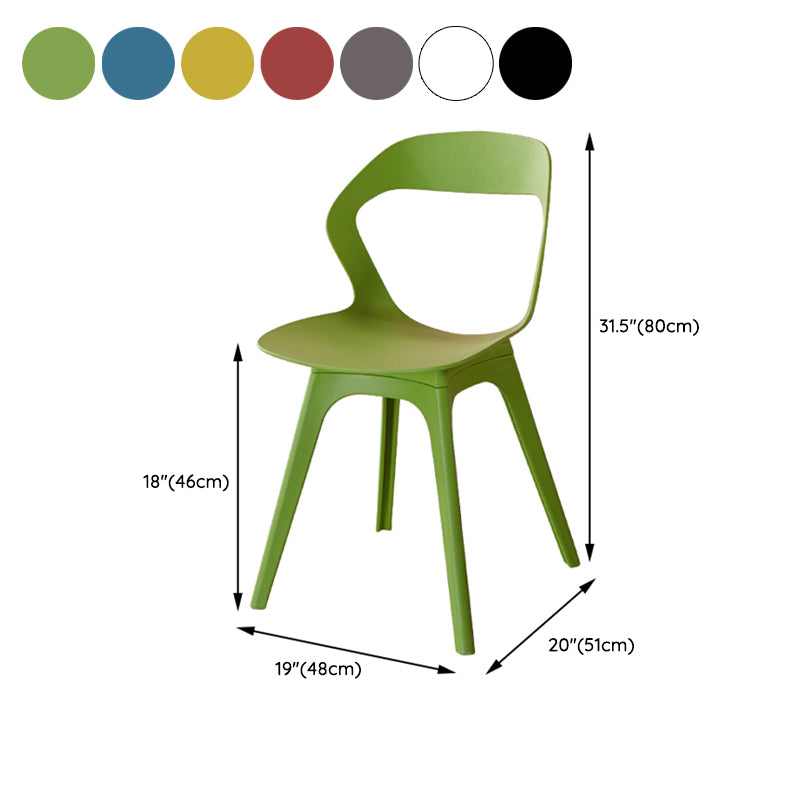 Contemporary Style Open Back Plastic 4 Legs Dining Side Chair for Home Use