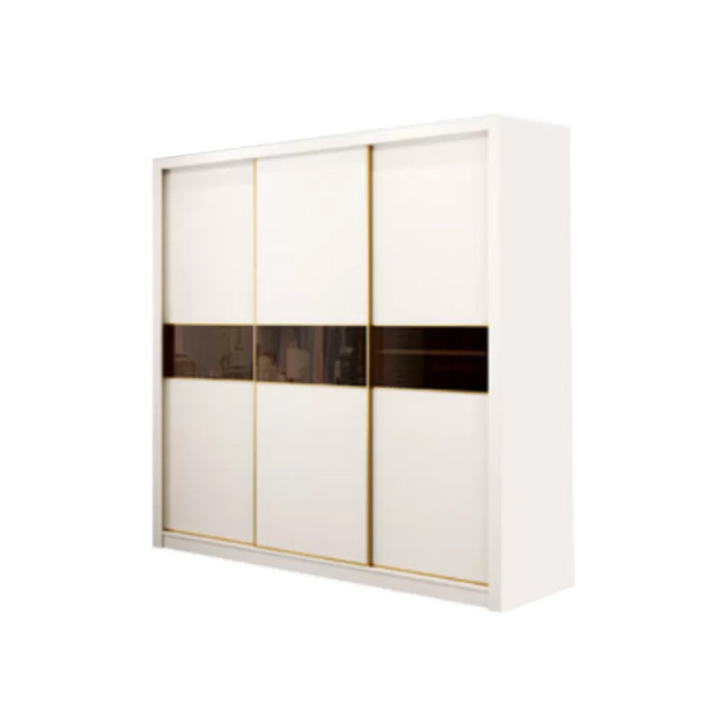Sliding Wardrobe Armoire White Wardrobe Cabinet with Garment Rod