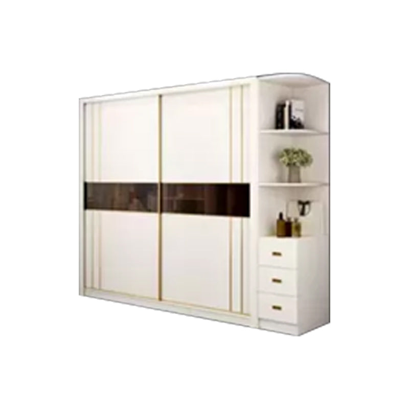 Sliding Wardrobe Armoire White Wardrobe Cabinet with Garment Rod