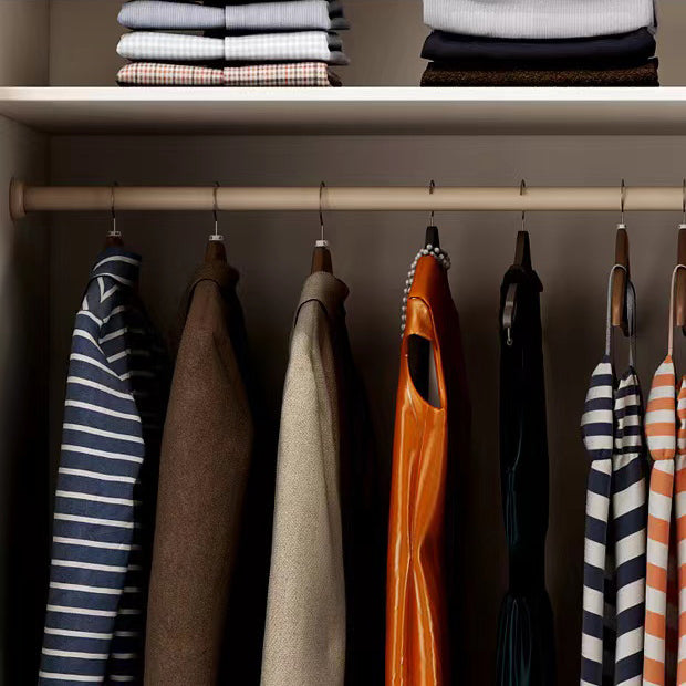 Sliding Wardrobe Armoire White Wardrobe Cabinet with Garment Rod