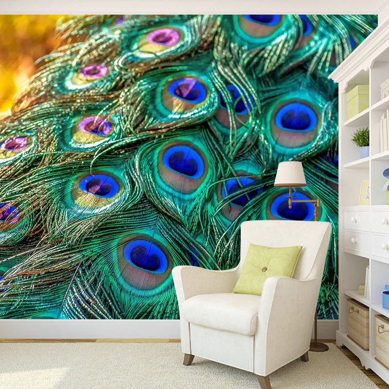 Environmental Feather Pattern Peel and Stick Wall Mural Indoor Photography Stain Resistant