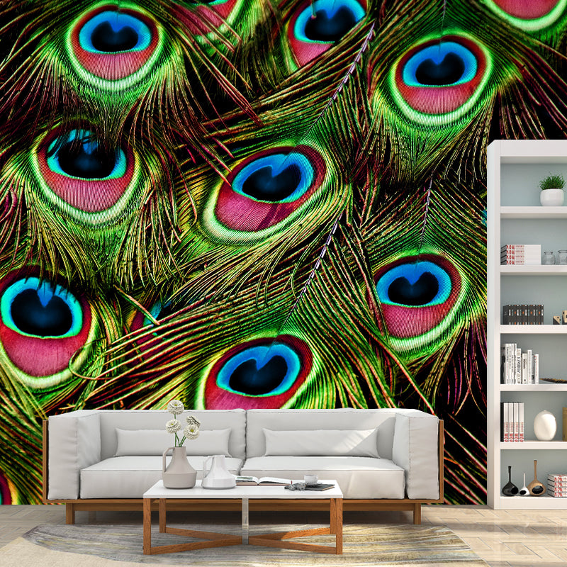 Environmental Feather Pattern Peel and Stick Wall Mural Indoor Photography Stain Resistant