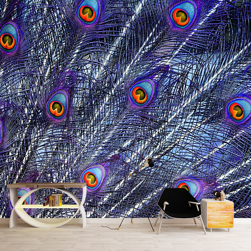 Contemporary Feather Print Stain Resistant Photography Indoor Wallpaper Decorative
