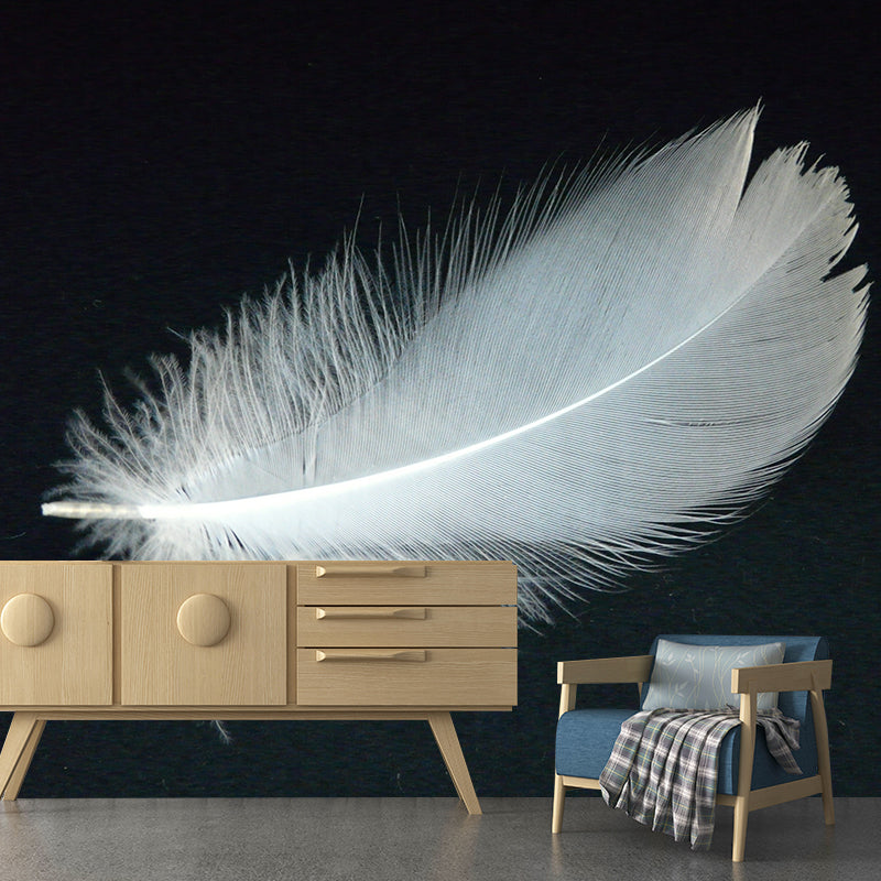 Contemporary Feather Print Stain Resistant Photography Indoor Wallpaper Decorative