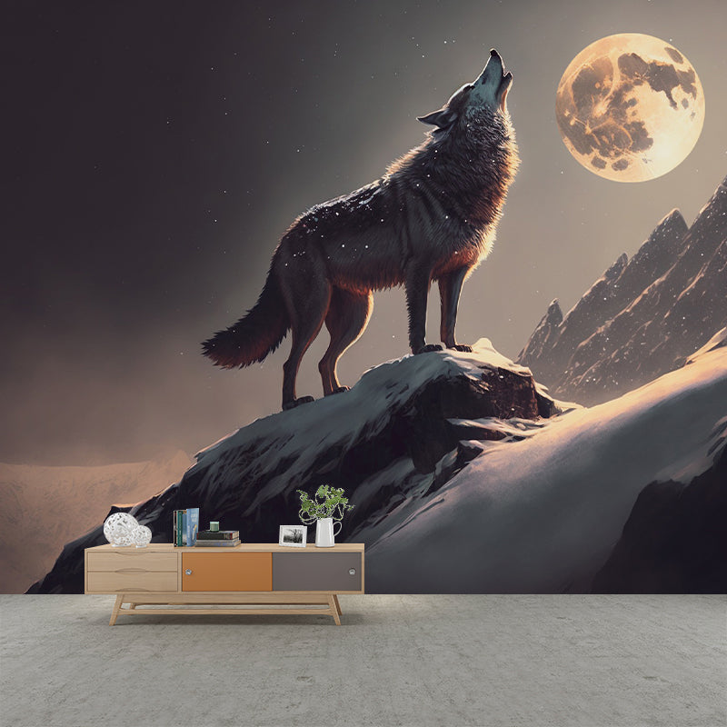 Abstract Fox Pattern Wall Mural Moisture Resistant Horizontal for Living Room Decoration