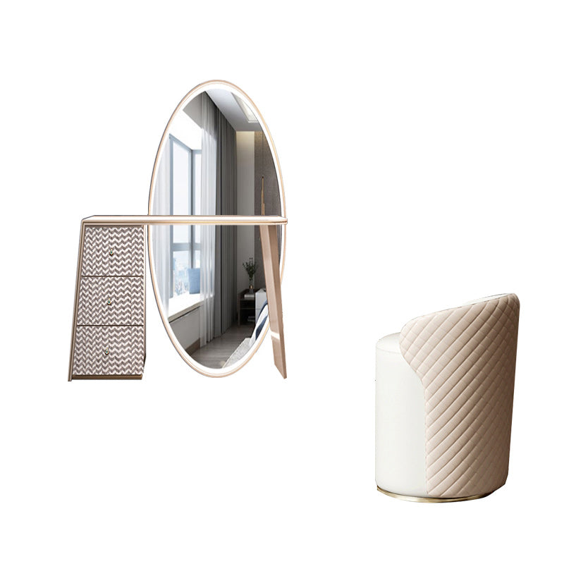 Modern with Drawer Metallic Mirror Bedroom With Stool Dressing Table