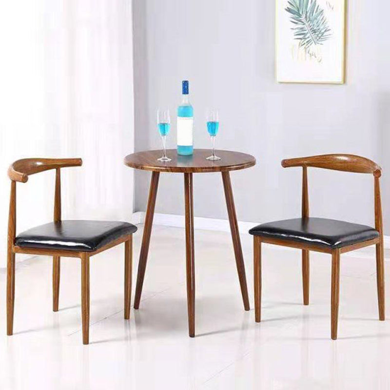 Contemporary Round and Wooden Square Dining Table for 2 People