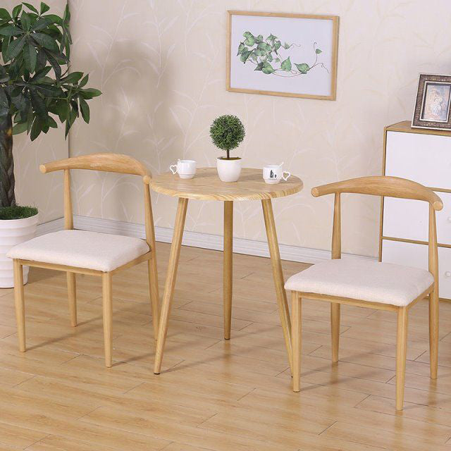 Contemporary Round and Wooden Square Dining Table for 2 People