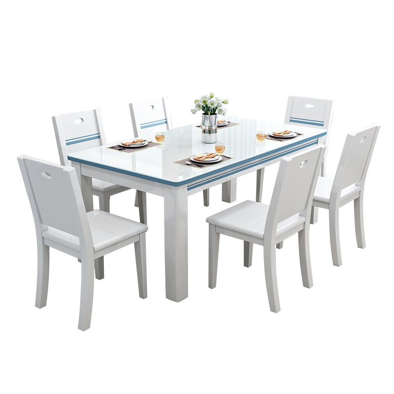1/5/7 Piece Dining Room Table and Chair Set with Solid Wood and in White