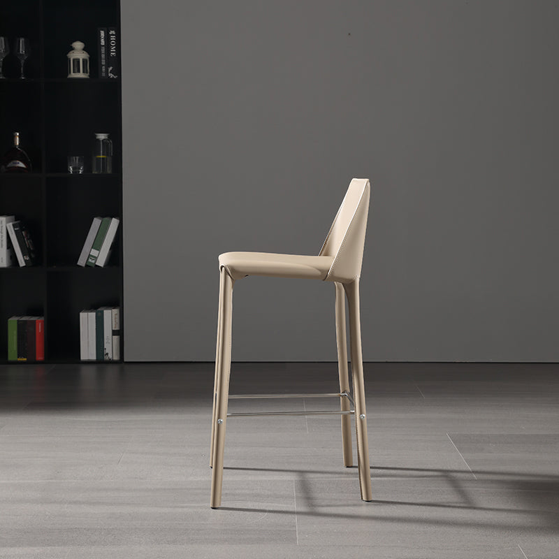 Contemporary 39" Height Backrest Counter High Stool with Leather Cushion