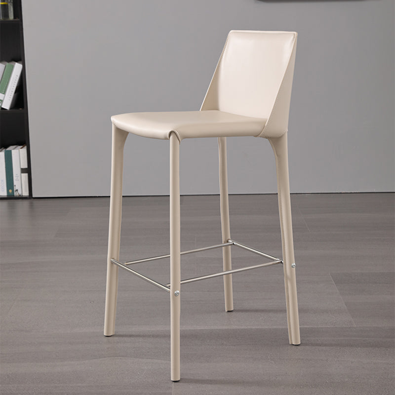 Contemporary 39" Height Backrest Counter High Stool with Leather Cushion
